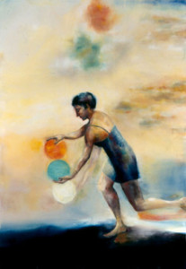 042 Juggle #3, 68x48, oil and wax on canvas, 2003